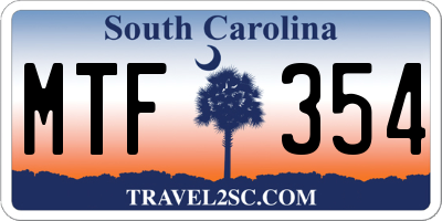 SC license plate MTF354
