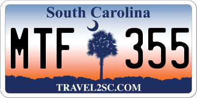 SC license plate MTF355