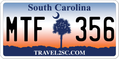 SC license plate MTF356