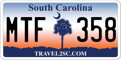 SC license plate MTF358