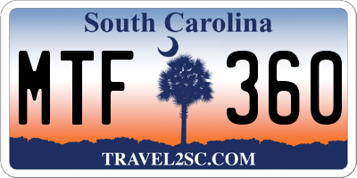 SC license plate MTF360