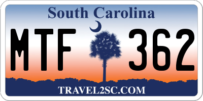 SC license plate MTF362