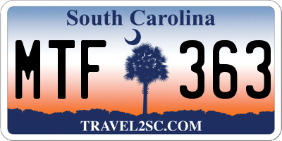 SC license plate MTF363