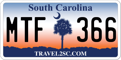 SC license plate MTF366