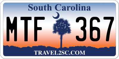 SC license plate MTF367