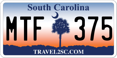 SC license plate MTF375