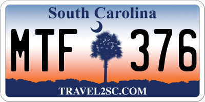 SC license plate MTF376