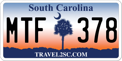 SC license plate MTF378