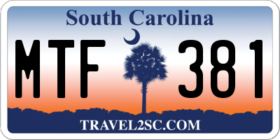 SC license plate MTF381