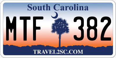 SC license plate MTF382