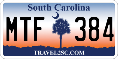 SC license plate MTF384