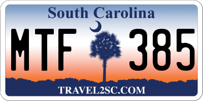 SC license plate MTF385