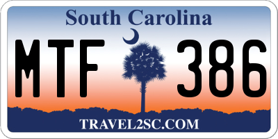 SC license plate MTF386