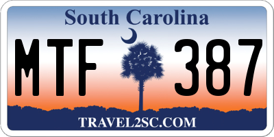 SC license plate MTF387