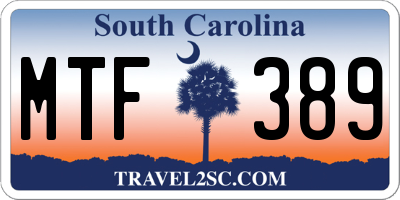 SC license plate MTF389