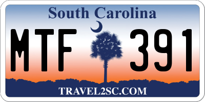 SC license plate MTF391