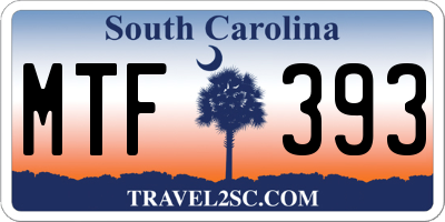 SC license plate MTF393