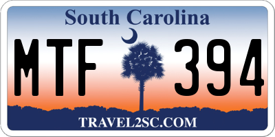 SC license plate MTF394