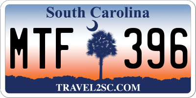 SC license plate MTF396