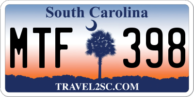 SC license plate MTF398