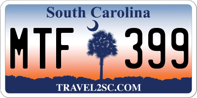 SC license plate MTF399