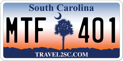 SC license plate MTF401