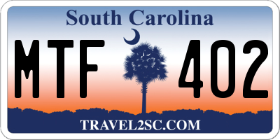 SC license plate MTF402