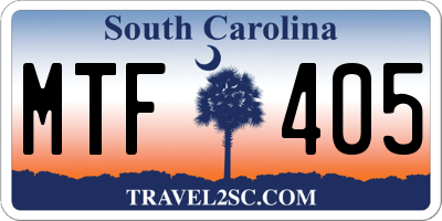 SC license plate MTF405