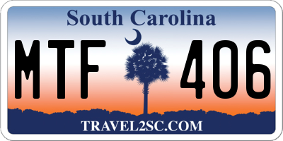 SC license plate MTF406