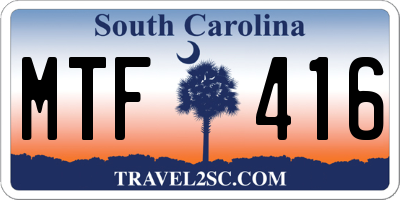 SC license plate MTF416