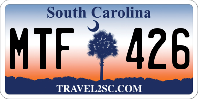 SC license plate MTF426
