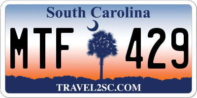 SC license plate MTF429