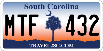 SC license plate MTF432