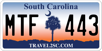 SC license plate MTF443