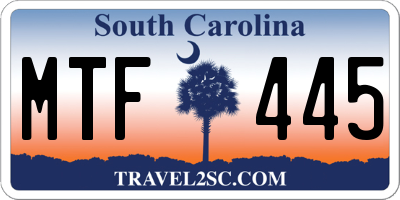 SC license plate MTF445