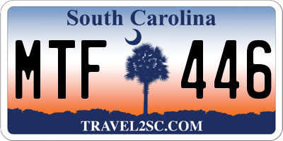 SC license plate MTF446
