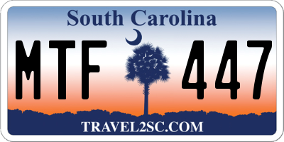 SC license plate MTF447