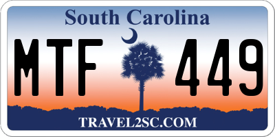 SC license plate MTF449