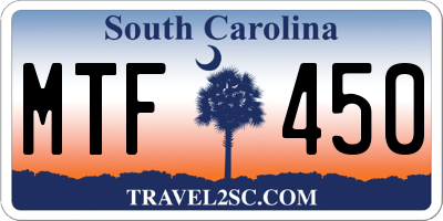 SC license plate MTF450