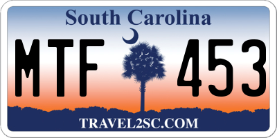 SC license plate MTF453