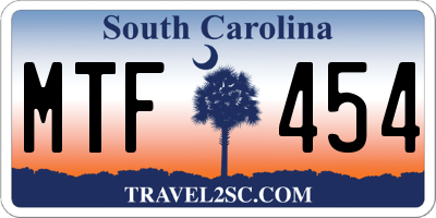 SC license plate MTF454
