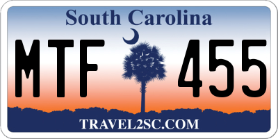 SC license plate MTF455