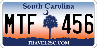 SC license plate MTF456