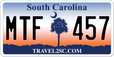 SC license plate MTF457
