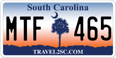 SC license plate MTF465