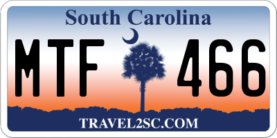 SC license plate MTF466