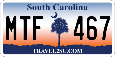 SC license plate MTF467