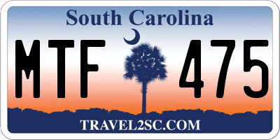 SC license plate MTF475