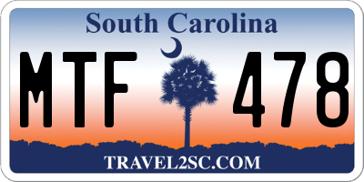 SC license plate MTF478