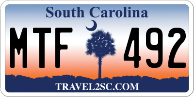 SC license plate MTF492